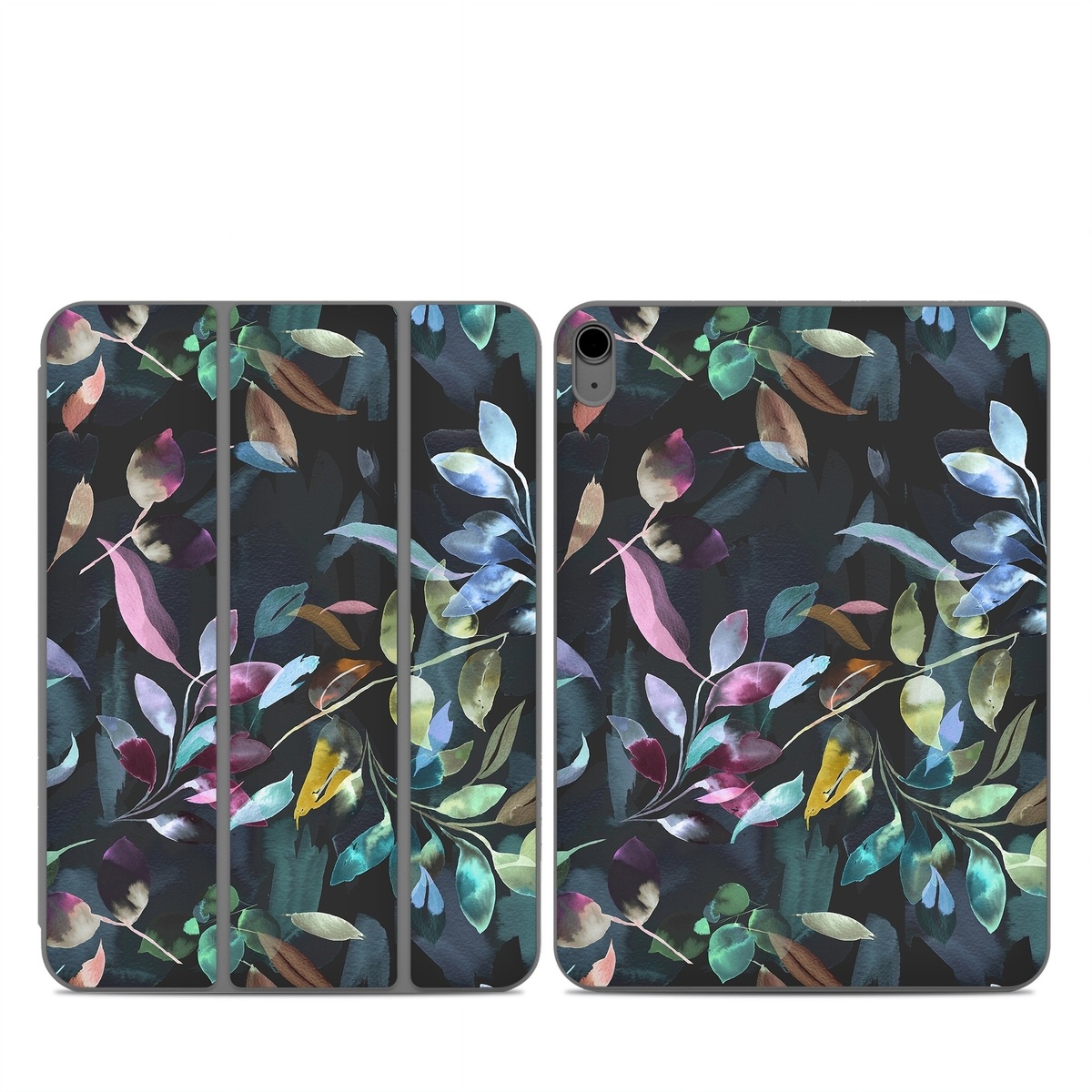 Smart Folio for iPad Series Skin design of Flower, Leaf, Plant, Botany, Organism, Line, Art, Petal, Groundcover, Terrestrial plant, with black, blue, green, purple, pink, red, white colors