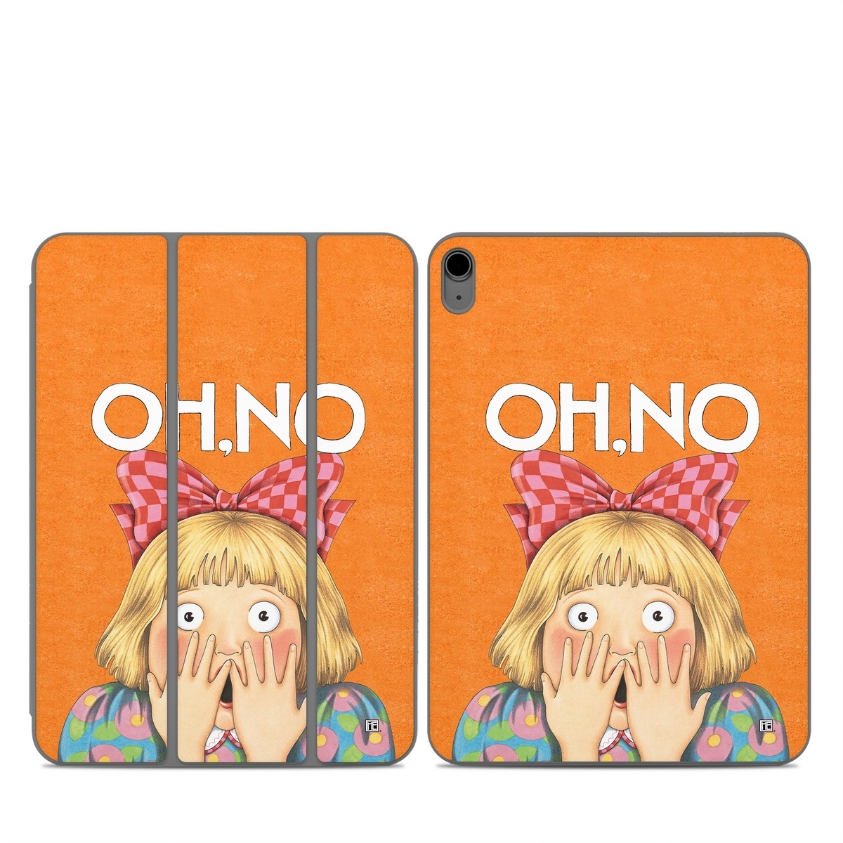 Smart Folio for iPad Series Skin design of Cartoon, Nose, Illustration, Poster, Art, Fiction, Book cover, Happy, Gesture, with orange, pink, gray, green, red, white colors