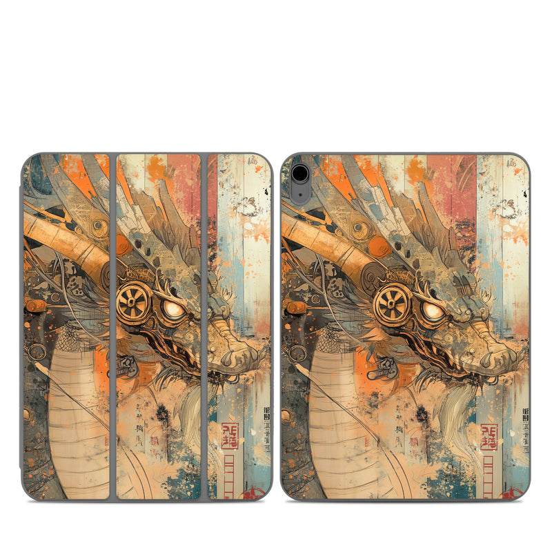 Smart Folio for iPad Series Skin design of Visual arts, Painting, Illustration, Fictional character, CG artwork, Modern art, Graphics, Graphic design, Mythical creature, Art Paint, with yellow, orange, black, gray, red colors