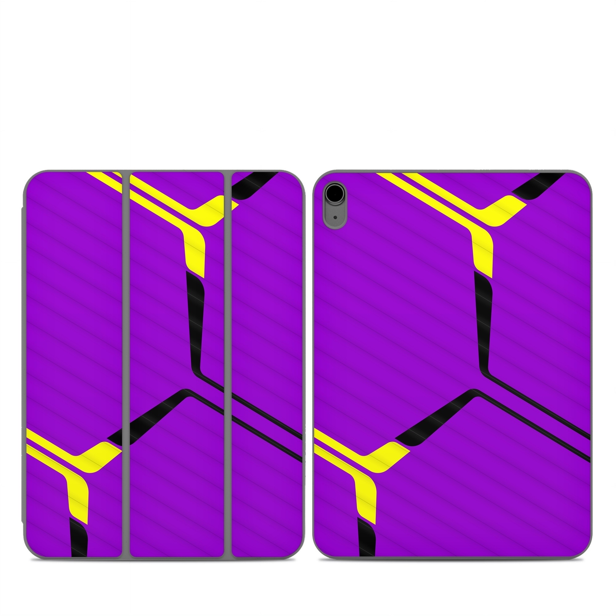 Smart Folio for iPad Series Skin design of Colorfulness, Purple, Violet, Line, Magenta, Parallel, Symmetry, Pattern, Electric blue, Font, with purple, yellow, black colors