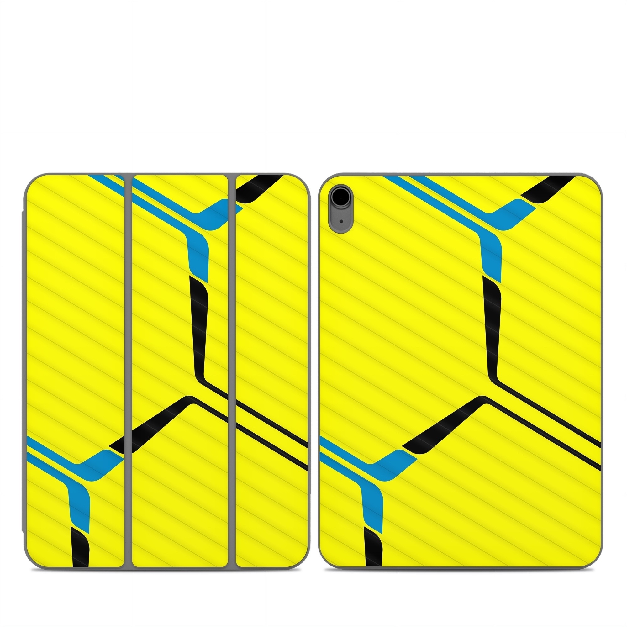 Smart Folio for iPad Series Skin design of Azure, Triangle, Font, Parallel, Symmetry, Pattern, Electric blue, Symbol, Rectangle, Design, with yellow, blue colors