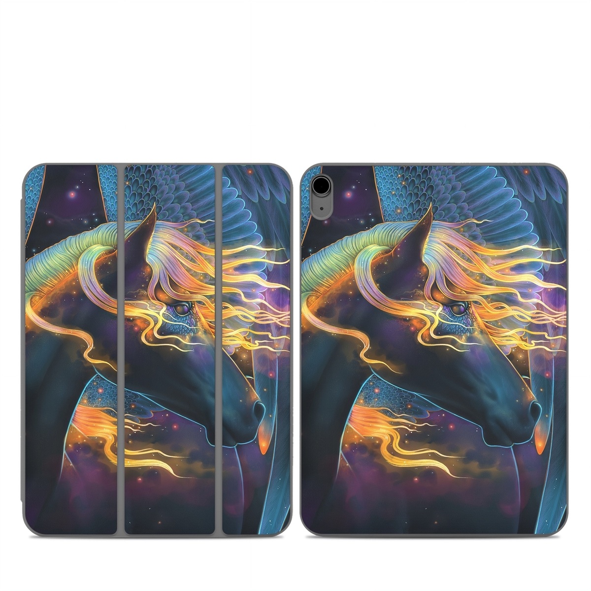 Smart Folio for iPad Series Skin design of Organism, Astronomical object, Art, Electric blue, Space, Darkness, Liquid, Science, Graphics, Visual arts, with black, blue, yellow, white, orange, purple, red colors