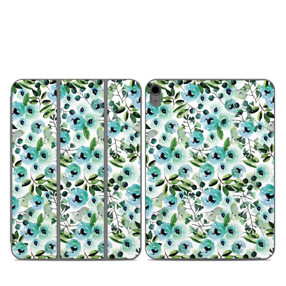 Smart Folio for iPad Series Skin design of Green, Pattern, Leaf, Aqua, Plant, Design, Branch, Organism, Flower, Ivy, with white, green, blue, black colors