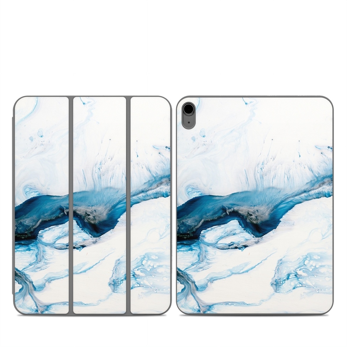 Smart Folio for iPad Series Skin design of Glacial landform, Blue, Water, Glacier, Sky, Arctic, Ice cap, Watercolor paint, Drawing, Art, with white, blue, black colors