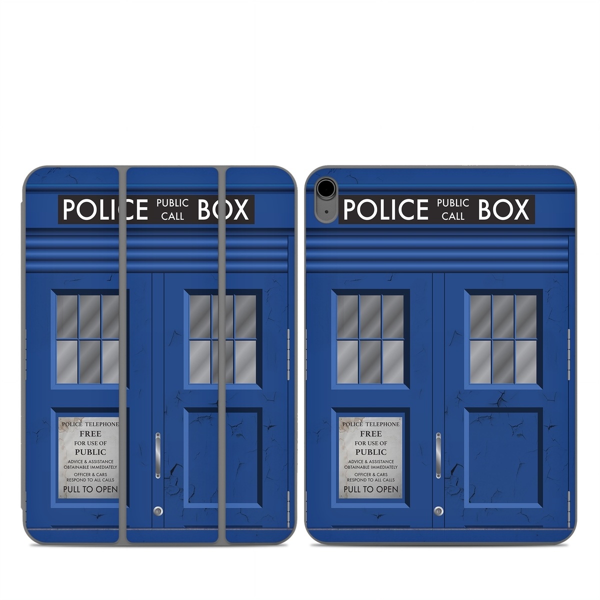 Smart Folio for iPad Series Skin design of Telephone Booth, Blue, Cobalt Blue, Door, Facade, Architecture, Electric Blue, Font, Real Estate, Window, Building, with blue, black, gray, white colors