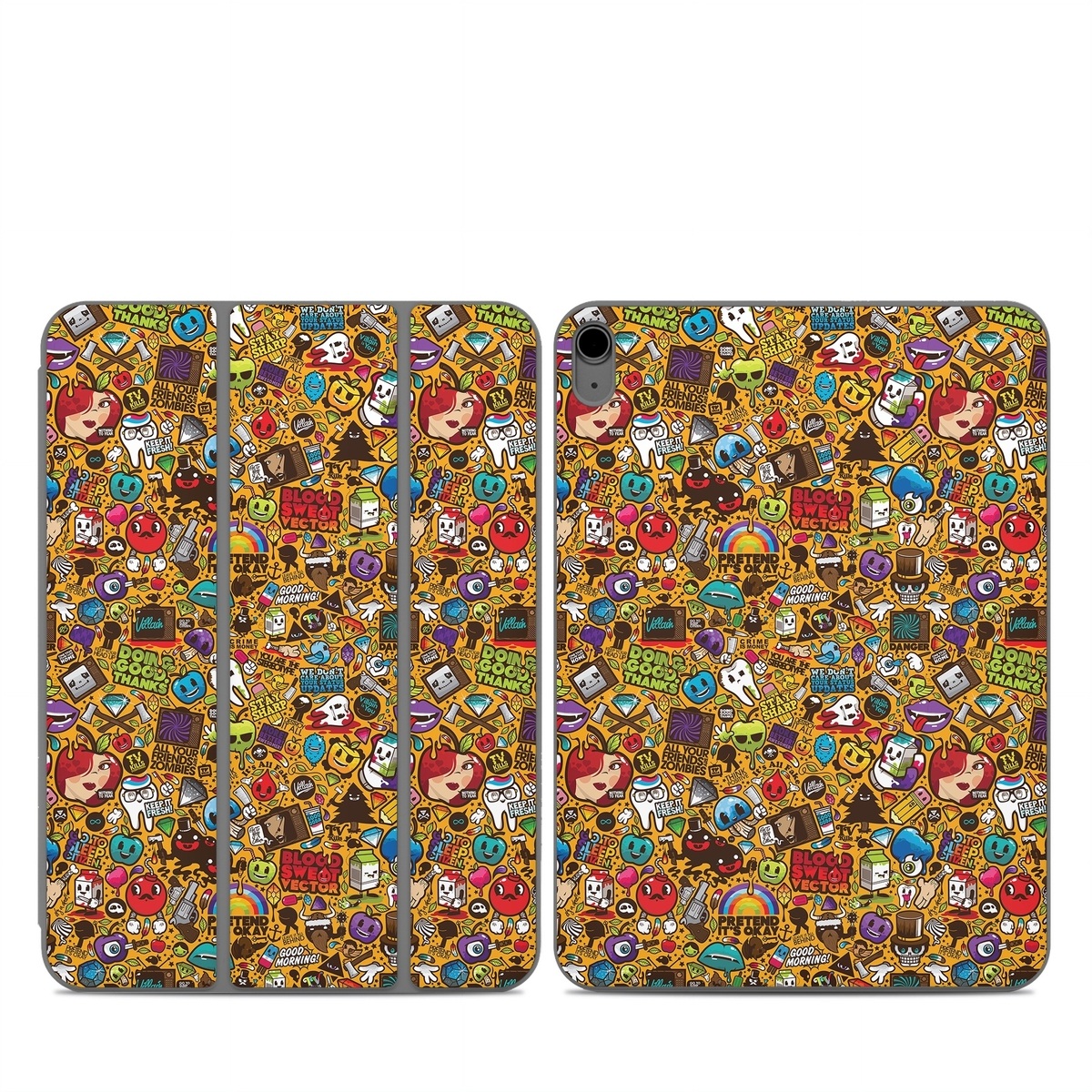 Smart Folio for iPad Series Skin design of Pattern, Psychedelic art, Visual arts, Art, Design, Illustration, Graphic design, Doodle, with black, green, red, gray, orange, blue colors