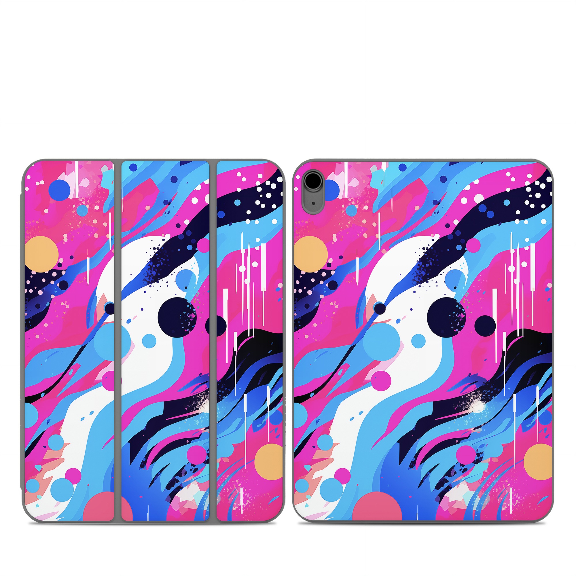 Smart Folio for iPad Series Skin design of Organism, Art, Line, Font, Magenta, Art paint, Paint, Pattern, Electric blue, Tints and shades, with pink, blue, white, black, orange colors
