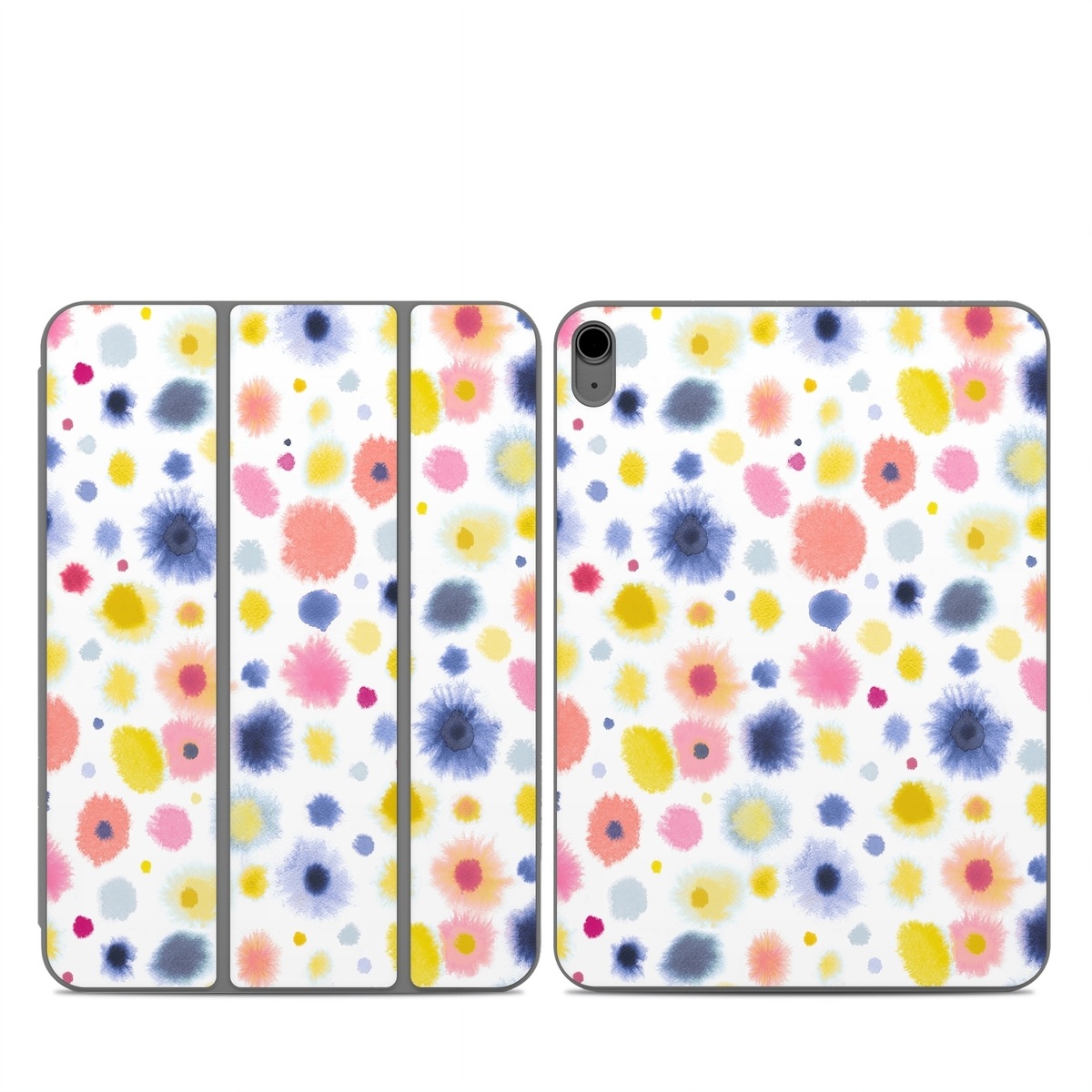 Smart Folio for iPad Series Skin design of Material property, Circle, Pattern, Design, Magenta, Electric blue, Font, Flowering plant, Painting, with white, pink, orange, blue, yellow, gray colors