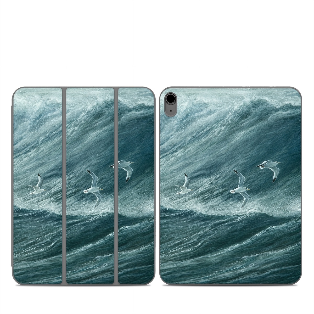 Smart Folio for iPad Series Skin design of Wave, Wind wave, Tide, Sea, Ocean, Water, Sky, Wind, Tsunami, Surfing, with blue, white colors