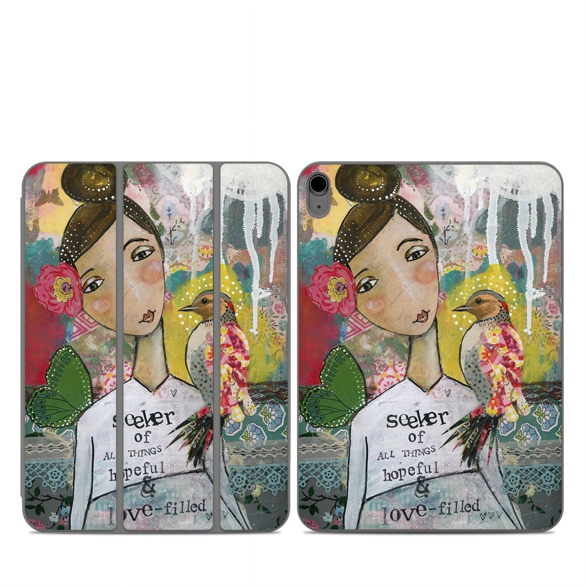 Smart Folio for iPad Series Skin design of Art, Painting, Illustration, Visual arts, Watercolor paint, Acrylic paint, Flower, Plant, Paint, Modern art, with white, green, pink, red, yellow colors