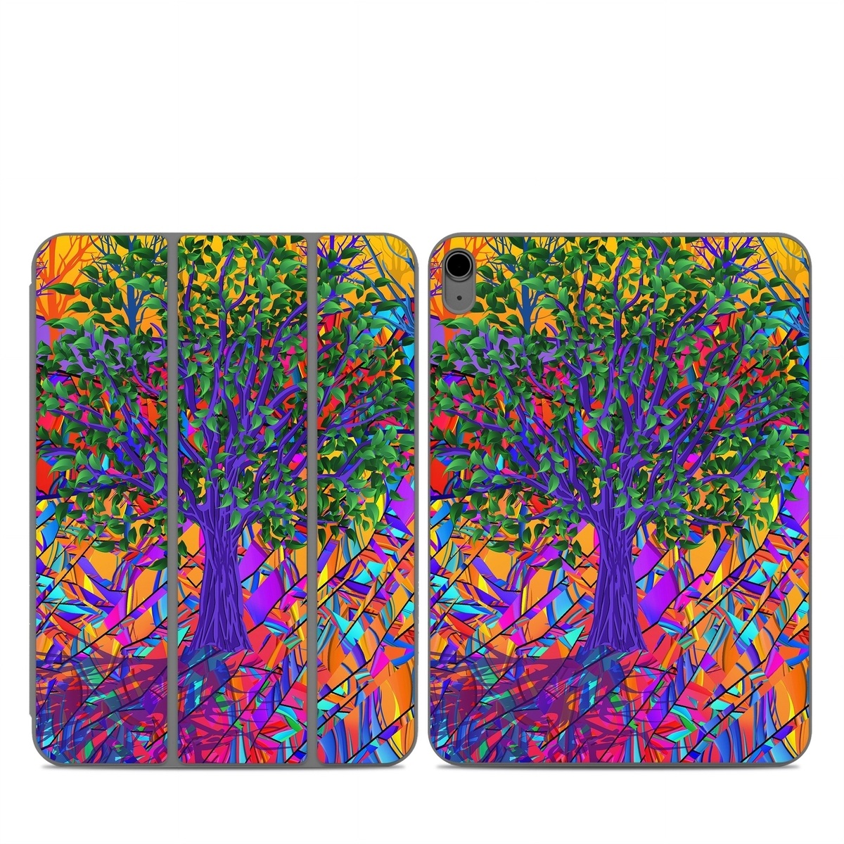 Smart Folio for iPad Series Skin design of Psychedelic art, Pattern, Visual arts, Art, Plant, Acrylic paint, Modern art, with green, purple, orange, blue, purple, yellow, red colors