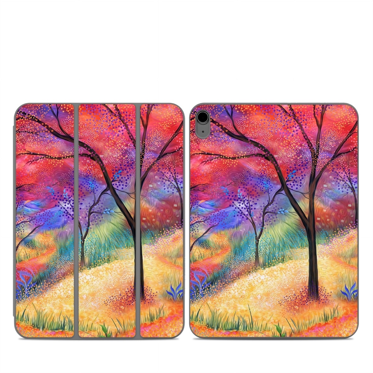 Smart Folio for iPad Series Skin design of Plant, Art paint, Paint, Botany, Natural environment, Natural landscape, Leaf, Branch, People in nature, Tree, with red, blue, yellow, green, purple, orange, black, white colors