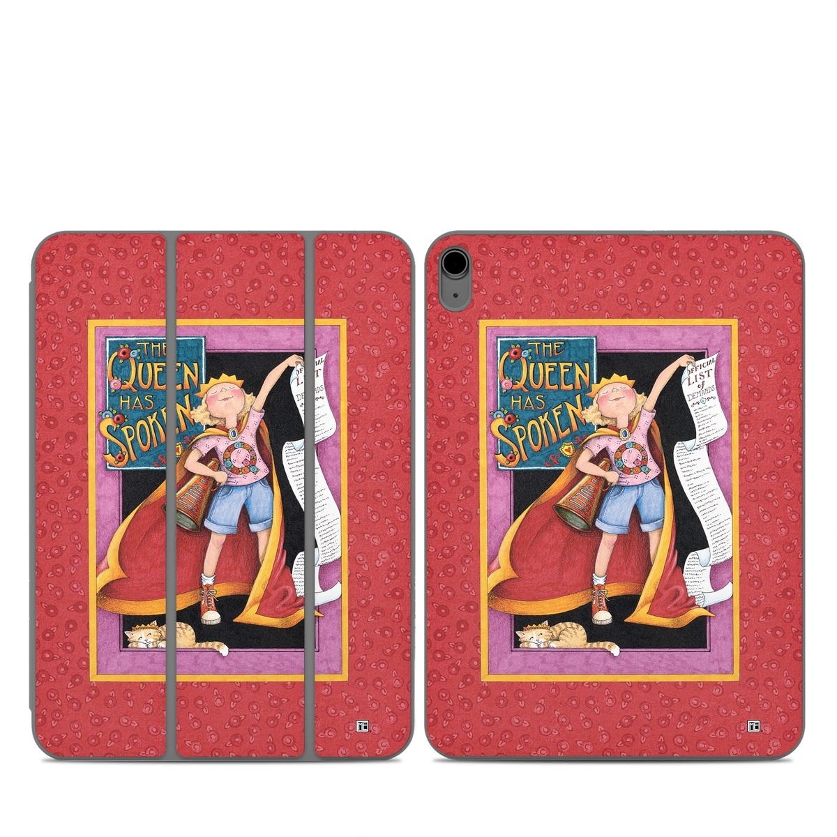 Smart Folio for iPad Series Skin design of Cartoon, Illustration, Art, Miniature, Fictional character, Fiction, Magenta, Style, with red, gray, black, green, orange, purple colors