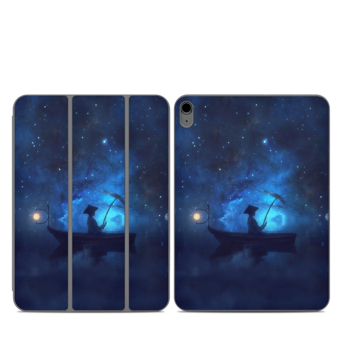 Smart Folio for iPad Series Skin design of Sky, Night, Atmosphere, Light, Atmospheric phenomenon, Darkness, Screenshot, Space, Midnight, Moonlight, with white, blue, black, green, orange colors