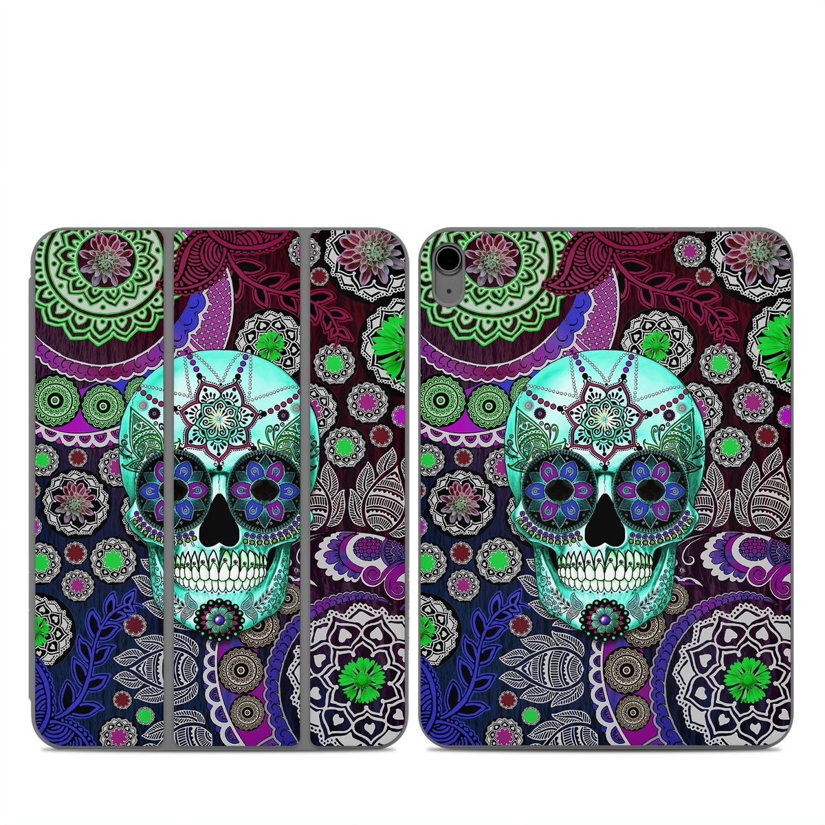 Smart Folio for iPad Series Skin design of Psychedelic art, Pattern, Skull, Purple, Bone, Violet, Design, Visual arts, Art, Magenta, with blue, green, purple, red, green, pink colors