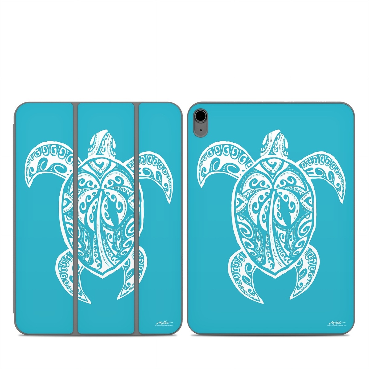 Smart Folio for iPad Series Skin design of Sea turtle, Turtle, Green sea turtle, Reptile, Illustration, with blue, white colors