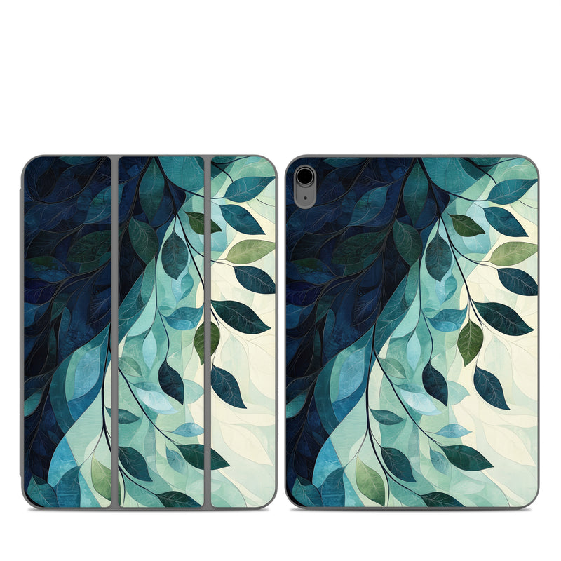 Smart Folio for iPad Series Skin design of Blue, Natural material, Modern art, Wallpaper, Paint, Motif, with white, blue, green, yellow colors