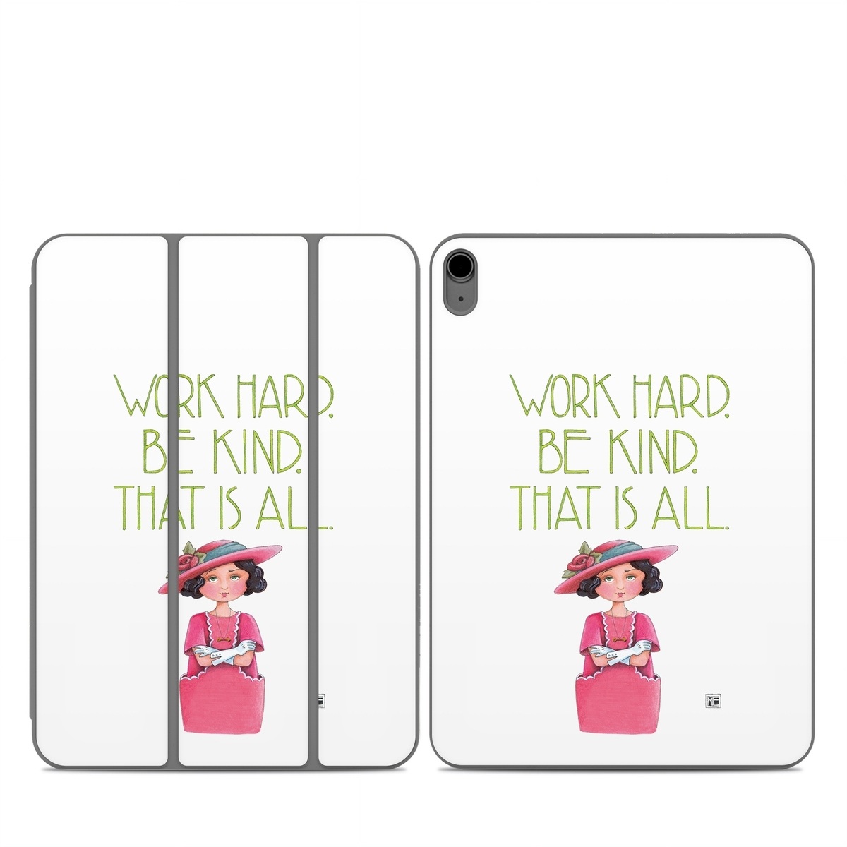 Smart Folio for iPad Series Skin design of Pink, Headgear, Font, Hat, with white, green, pink, black, white, yellow, blue colors