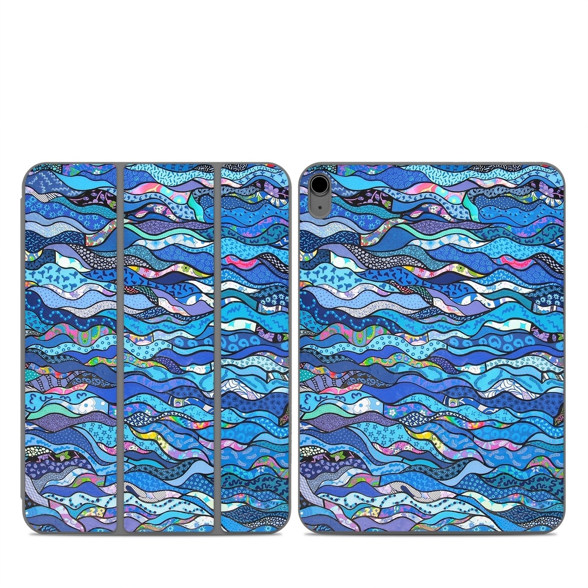 Smart Folio for iPad Series Skin design of Blue, Pattern, Aqua, Water, Line, Design, Textile, Psychedelic art, Electric blue, with blue, black, gray, purple colors