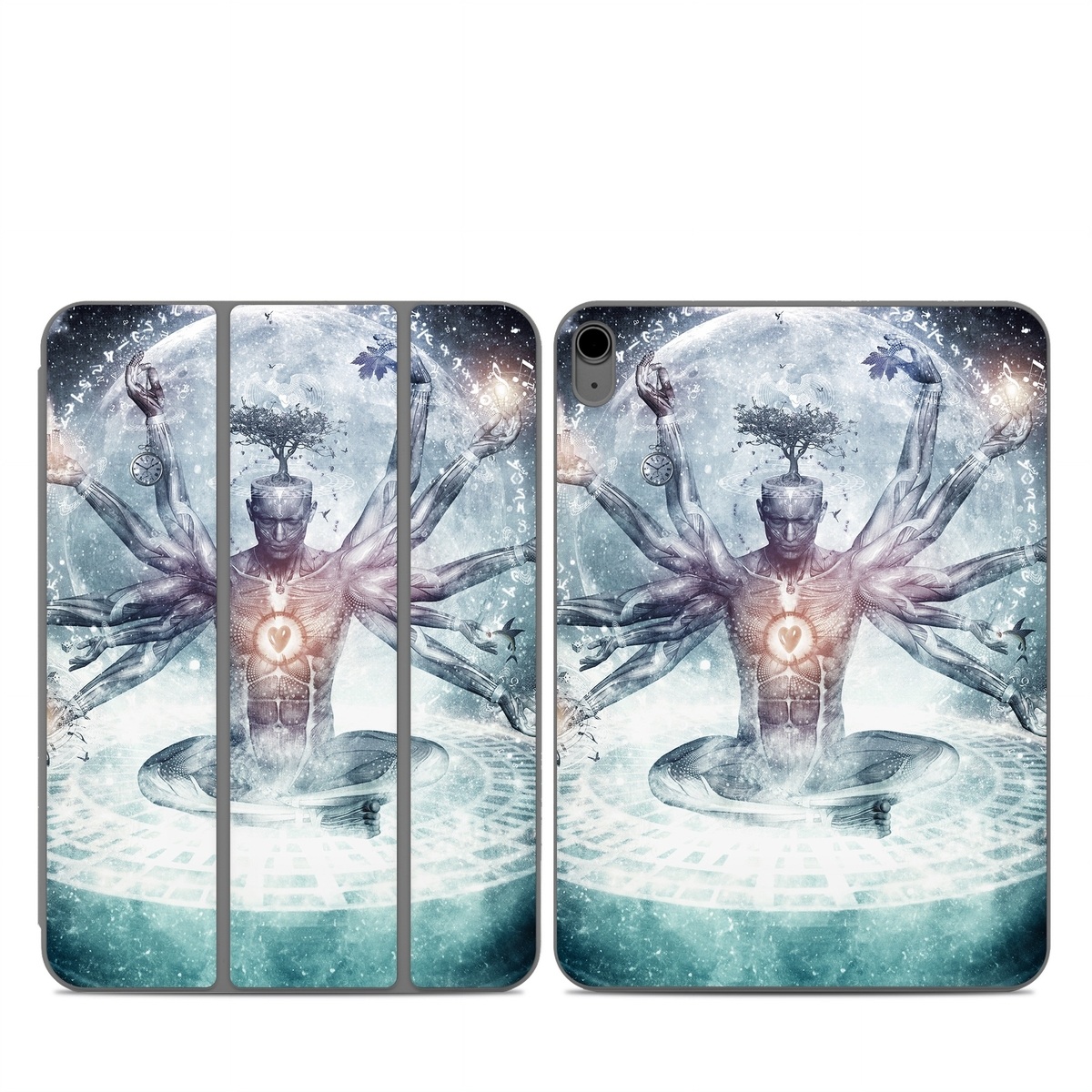 Smart Folio for iPad Series Skin design of Mythology, Cg artwork, Water, Illustration, Fictional character, Space, Graphics, Art, Graphic design, with blue, red, orange, black, white colors