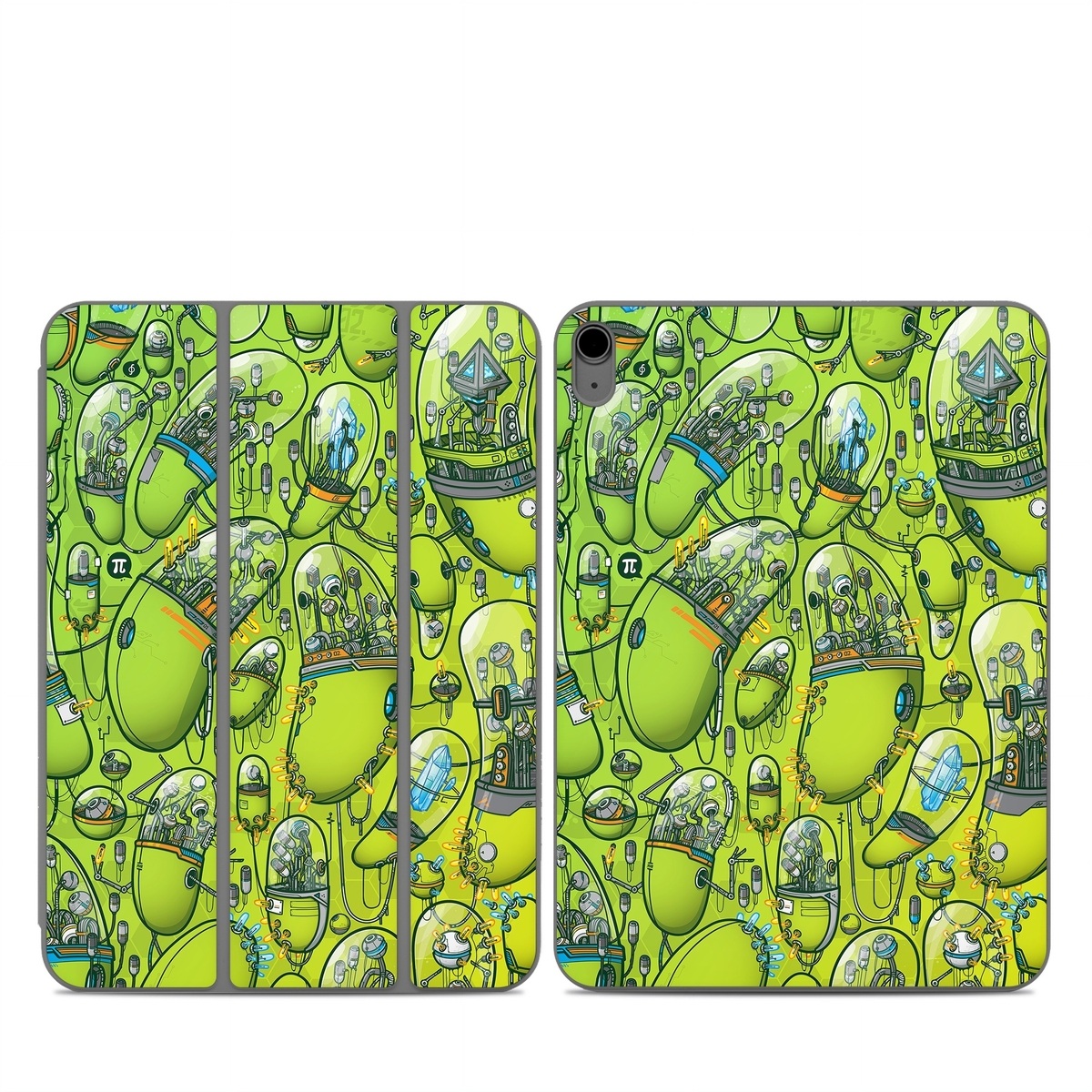 Smart Folio for iPad Series Skin design of Green, Pattern, Yellow, Design, Illustration, Plant, Art, Graphic design, Urban design, with green, blue, gray, yellow, orange colors