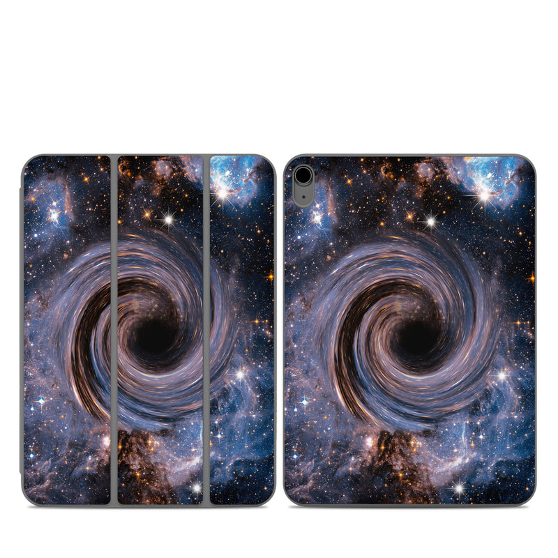Smart Folio for iPad Series Skin design of Spiral, Galaxy, Spiral galaxy, Outer space, Universe, Astronomical object, Astronomy, Vortex, Constellation, Milky Way, with black, white, yellow, orange, gray colors