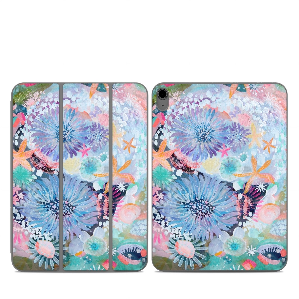 Smart Folio for iPad Series Skin design of Pattern, Aqua, Textile, Design, Watercolor paint, Visual arts, Flower, Art, Plant, Illustration, with blue, orange, pink, purple, green, white colors