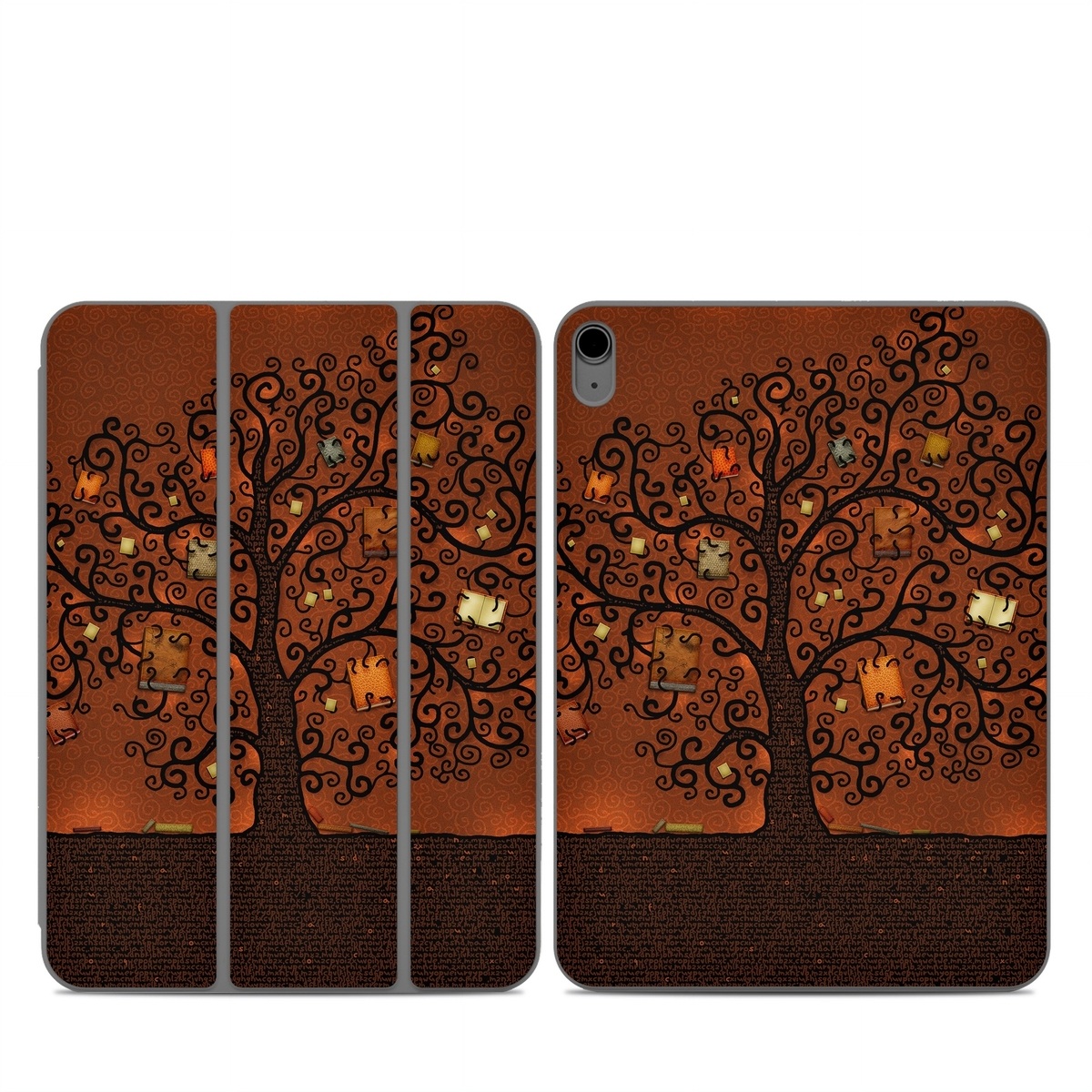 Smart Folio for iPad Series Skin design of Tree, Brown, Leaf, Plant, Woody plant, Branch, Visual arts, Font, Pattern, Art, with black colors