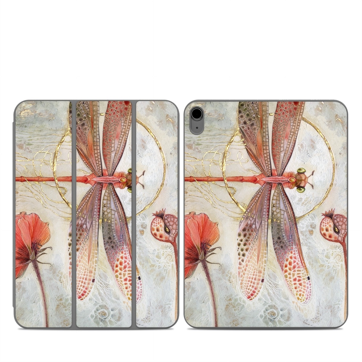 Smart Folio for iPad Series Skin design of Watercolor paint, Botany, Flower, Illustration, Floral design, Painting, Plant, Coquelicot, Art, Still life photography, with red, yellow, gray colors