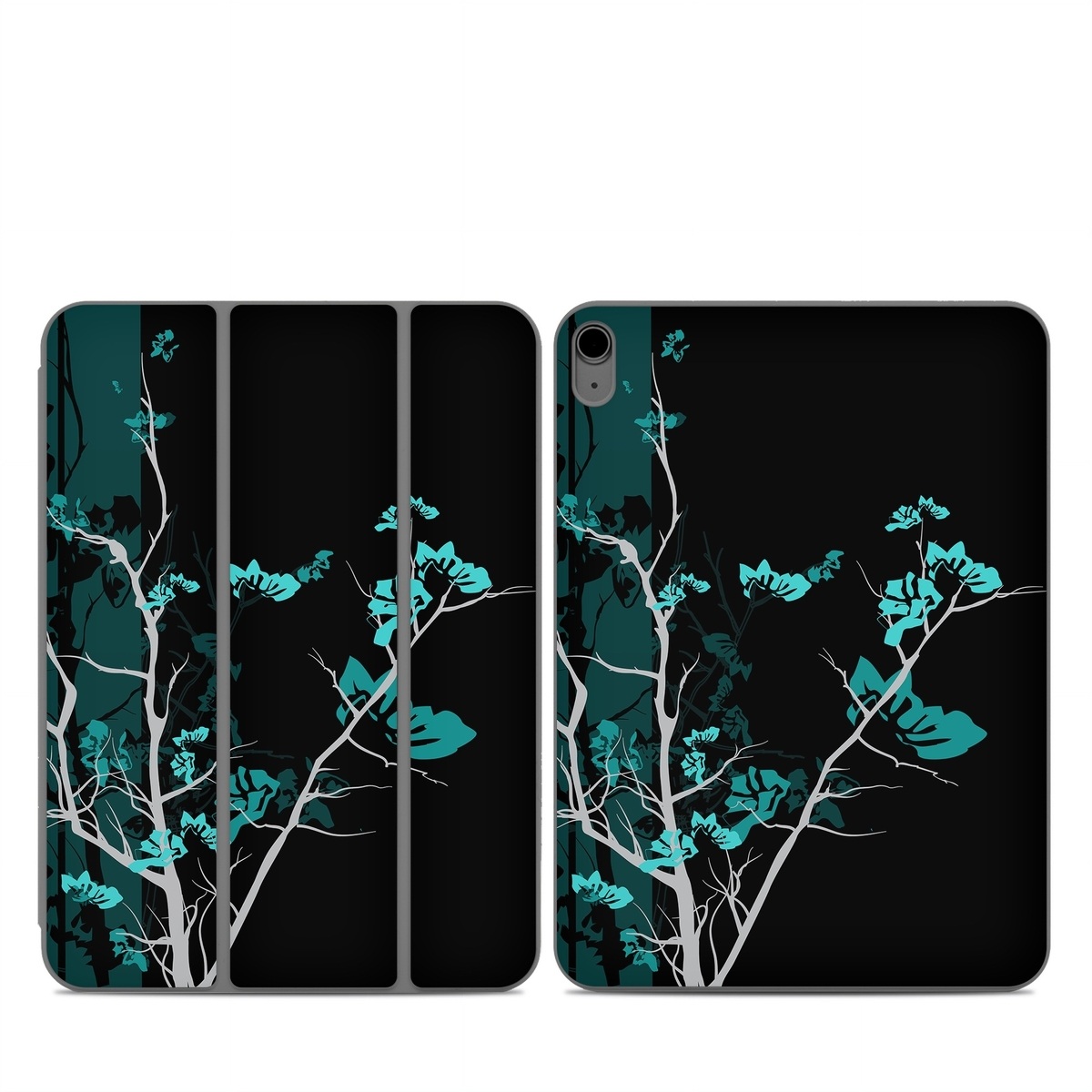 Smart Folio for iPad Series Skin design of Branch, Black, Blue, Green, Turquoise, Teal, Tree, Plant, Graphic design, Twig, with black, blue, gray colors