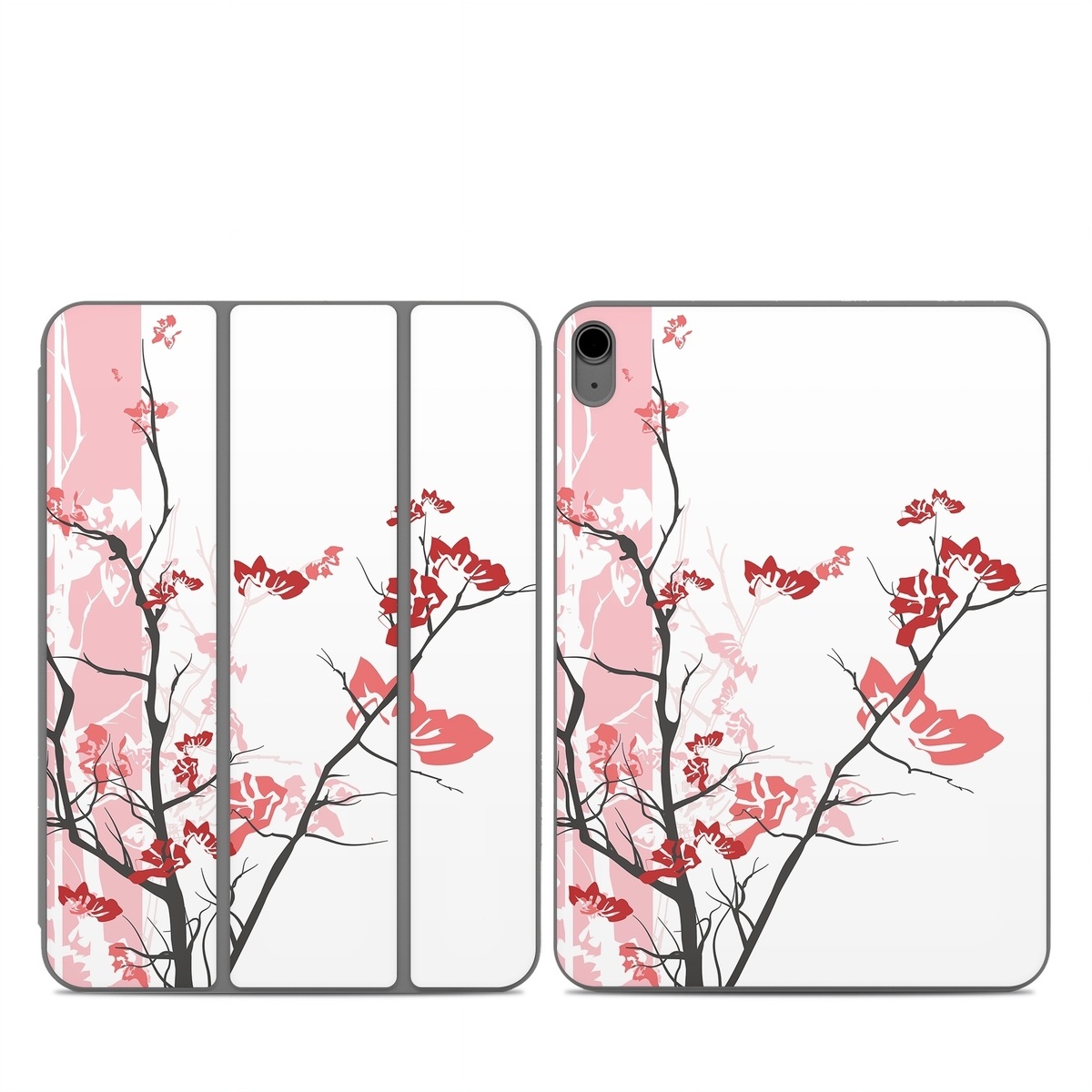 Smart Folio for iPad Series Skin design of Branch, Red, Flower, Plant, Tree, Twig, Blossom, Botany, Pink, Spring, with white, pink, gray, red, black colors