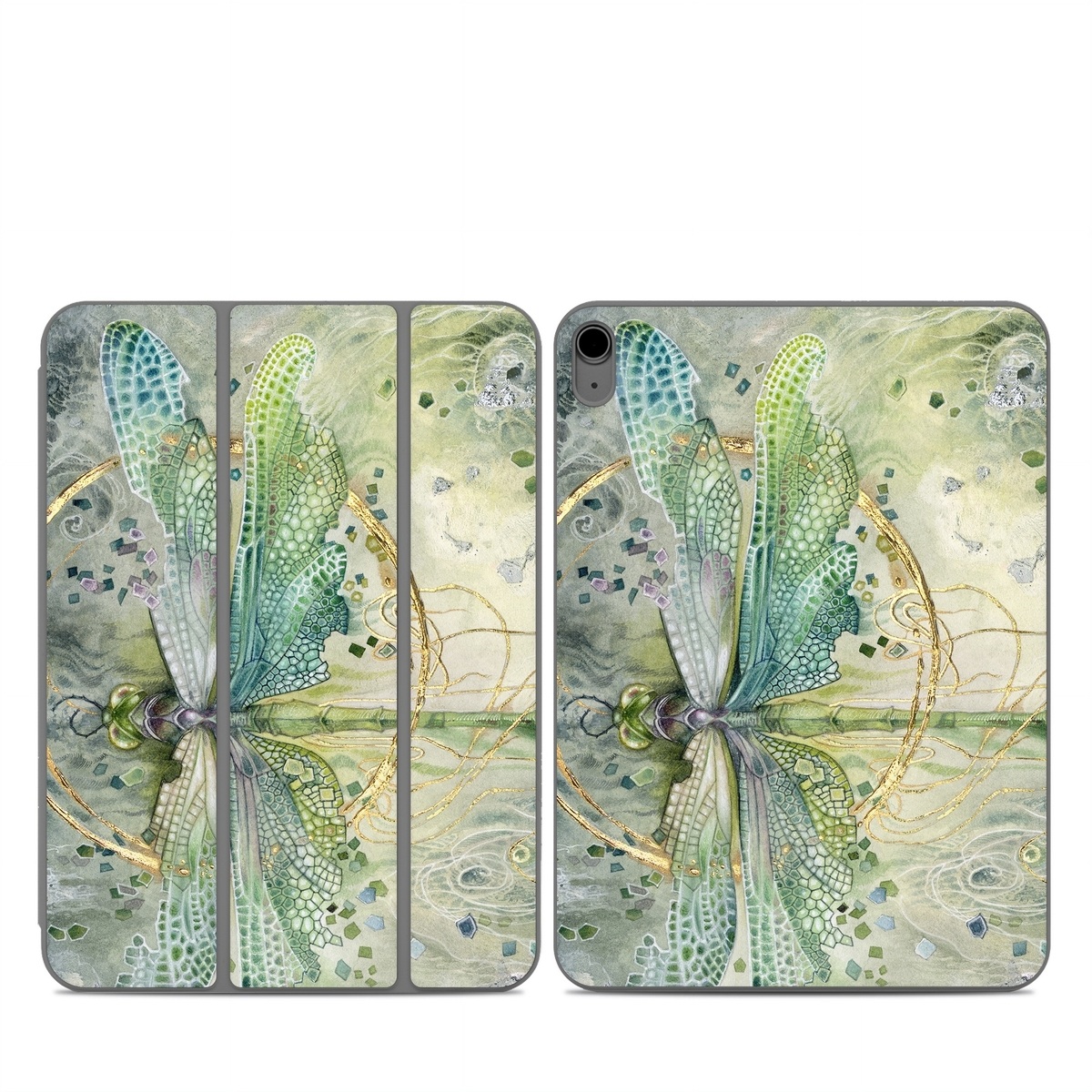 Smart Folio for iPad Series Skin design of Green, Painting, Watercolor paint, Water, Acrylic paint, Leaf, Visual arts, Plant, Art, Photography, with green, yellow, blue, gray colors