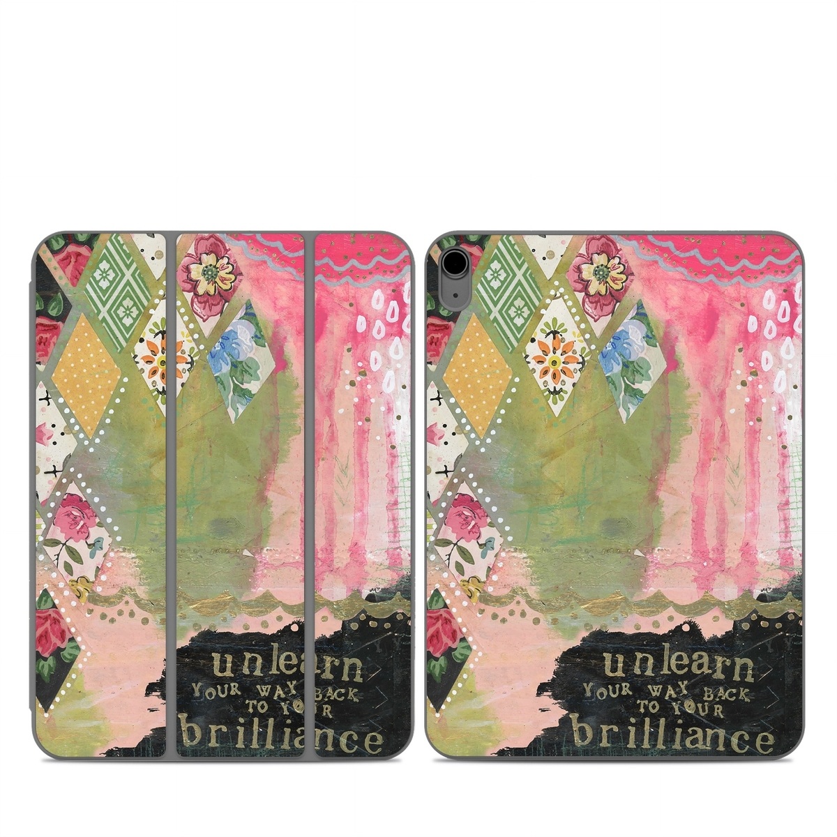 Smart Folio for iPad Series Skin design of Green, Pink, Textile, Pattern, Art, Visual arts, Magenta, Linens, Quilting, with red, pink, black, green colors