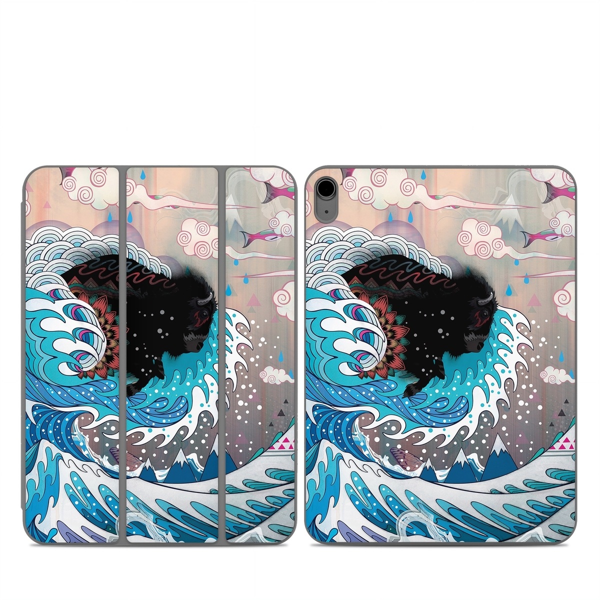 Smart Folio for iPad Series Skin design of Blue, Turquoise, Illustration, Aqua, Graphic design, Pattern, Art, Design, Graphics, Visual arts, with gray, blue, black, pink, white colors