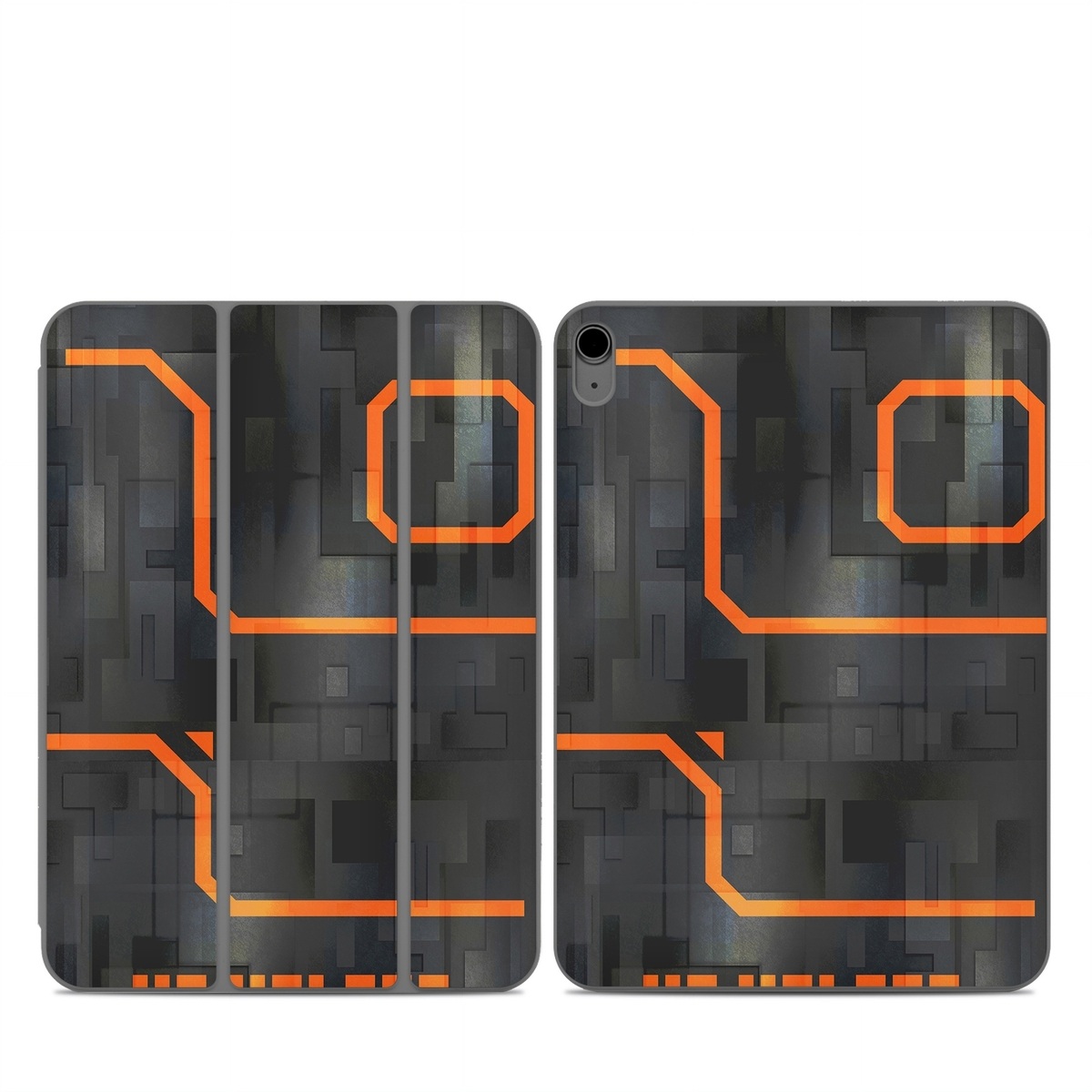 Smart Folio for iPad Series Skin design of Orange, Font, Parallel, Pattern, Graphics, Rectangle, Logo, Brand, Graphic design, Event, with black, orange colors