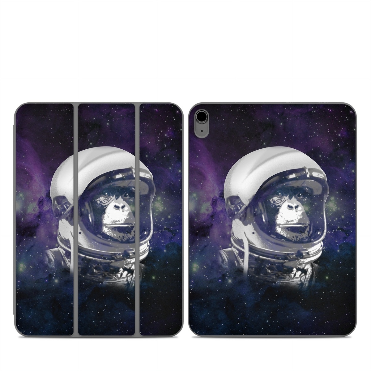 Smart Folio for iPad Series Skin design of Helmet, Astronaut, Personal protective equipment, Illustration, Space, Outer space, Headgear, Fictional character, Sports gear, Football gear, with black, gray, blue, white colors