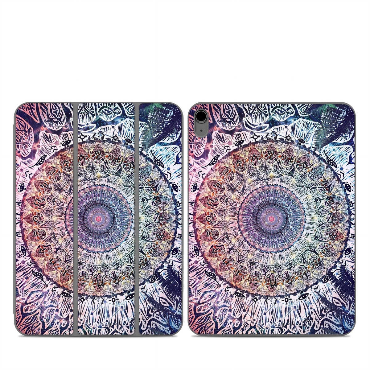 Smart Folio for iPad Series Skin design of Tapestry, Pattern, Art, Close-up, Circle, Fractal art, Textile, Eye, Design, Kaleidoscope, with blue, red, yellow, purple, green colors