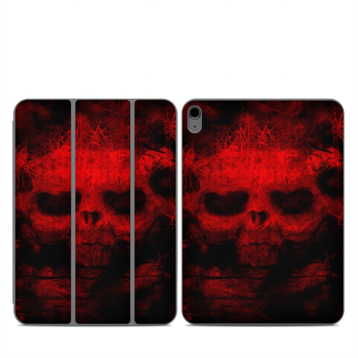 Smart Folio for iPad Series Skin design of Red, Skull, Bone, Darkness, Mouth, Graphics, Pattern, Fiction, Art, Fractal art, with black, red colors