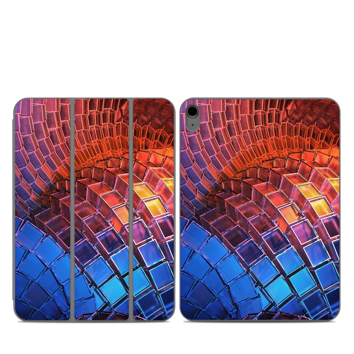 Smart Folio for iPad Series Skin design of Blue, Red, Orange, Light, Pattern, Architecture, Design, Fractal art, Colorfulness, Psychedelic art, with black, red, blue, purple, gray colors