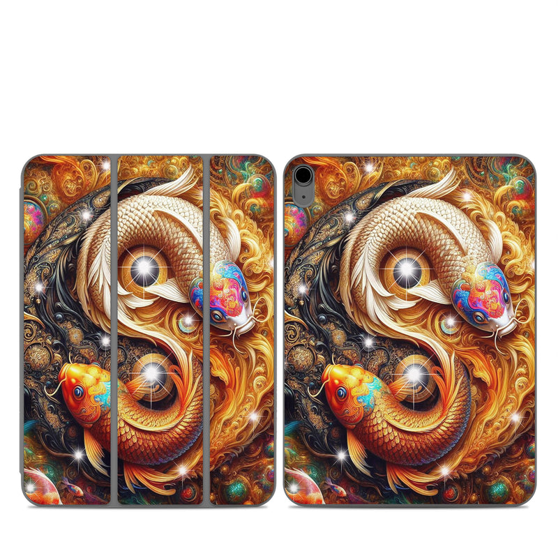 Smart Folio for iPad Series Skin design of Fractal art, Graphic design, Design, Fictional character, Graphics, Mythical creature, Modern art, Scaled reptiles, Mythology, Serpent, with red, orange, yellow, brown, blue, green, white, black colors