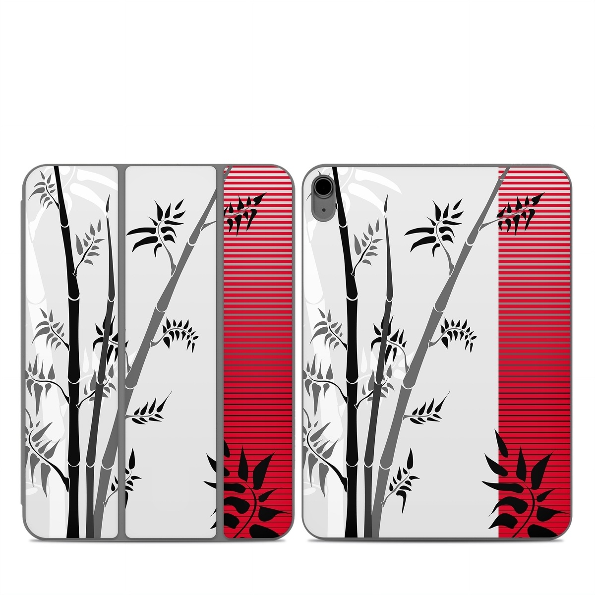 Smart Folio for iPad Series Skin design of Botany, Plant, Branch, Plant stem, Tree, Bamboo, Pedicel, Black-and-white, Flower, Twig, with gray, red, black, white colors
