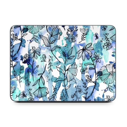 Blue Ink Floral Smart Keyboard Folio for iPad Series Skin