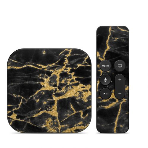 Black Gold Marble Apple TV HD, 4K 1st Gen Skin
