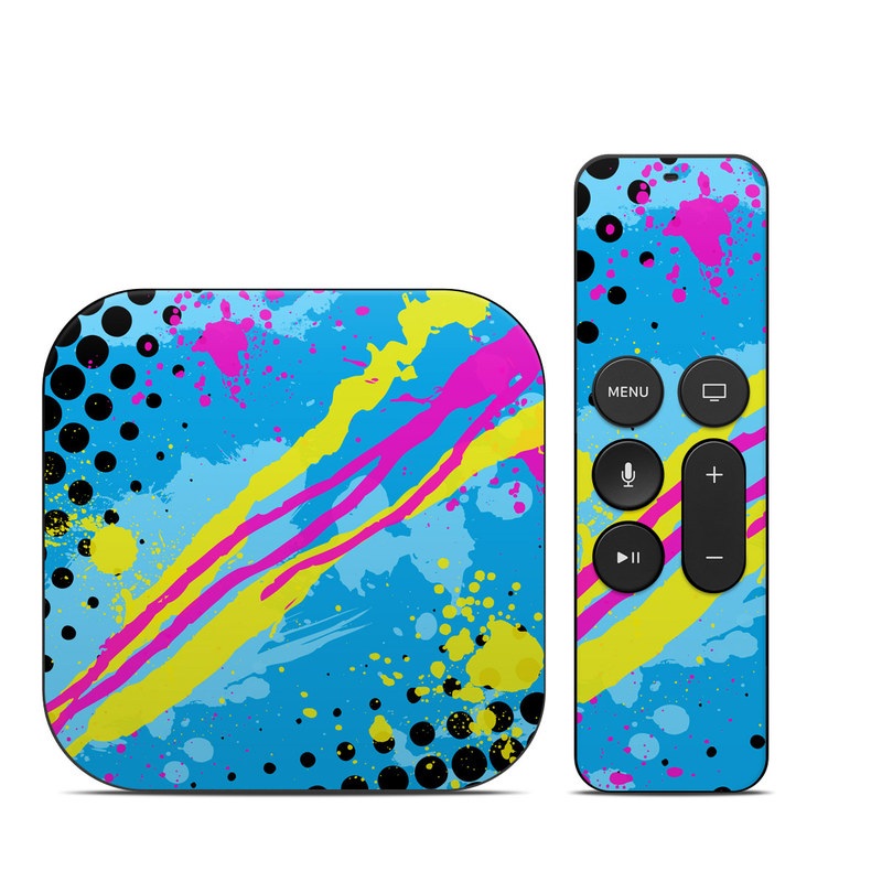 Apple TV HD, 4K 1st Gen Skin design of Blue, Colorfulness, Graphic design, Pattern, Water, Line, Design, Graphics, Illustration, Visual arts, with blue, black, yellow, pink colors