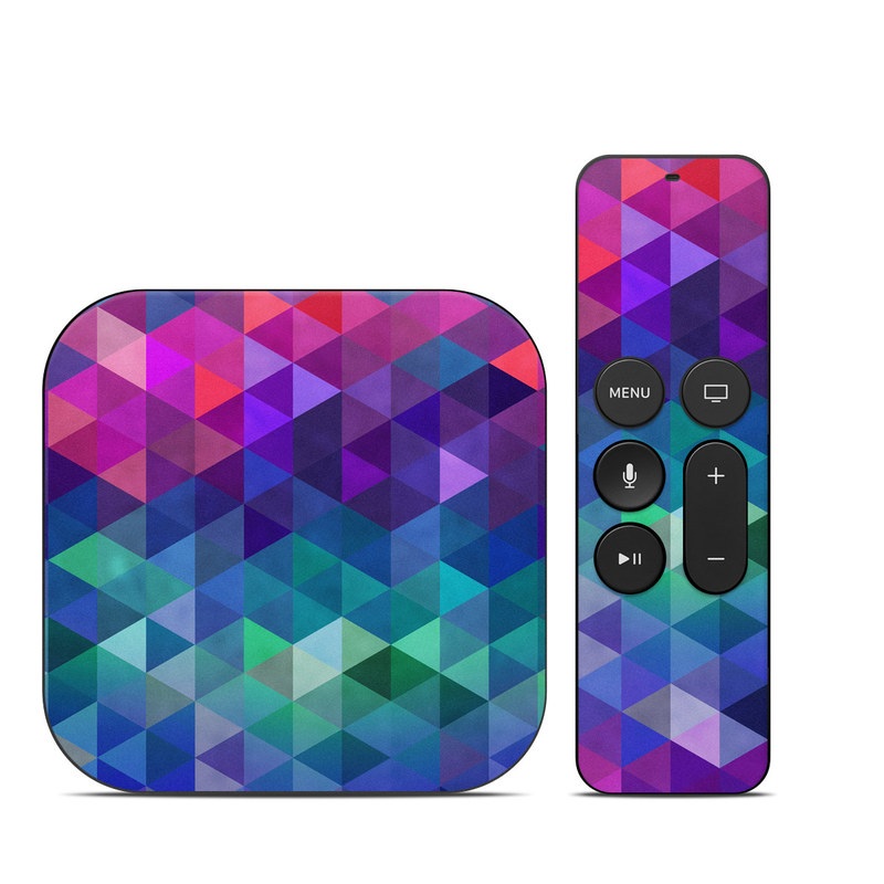 Apple TV HD, 4K 1st Gen Skin design of Purple, Violet, Pattern, Blue, Magenta, Triangle, Line, Design, Graphic design, Symmetry, with blue, purple, green, red, pink colors