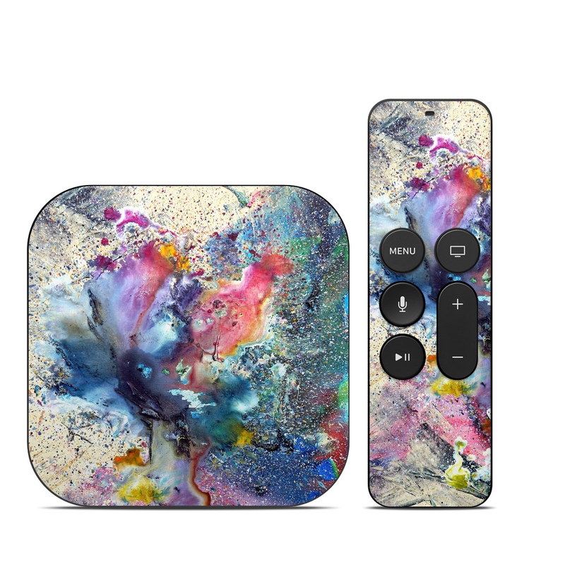 Apple TV HD, 4K 1st Gen Skin design of Watercolor paint, Painting, Acrylic paint, Art, Modern art, Paint, Visual arts, Space, Colorfulness, Illustration, with gray, black, blue, red, pink colors