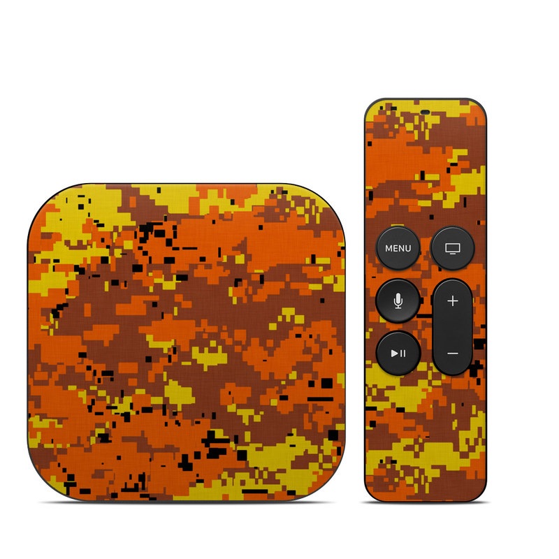 Apple TV HD, 4K 1st Gen Skin design of Orange, Yellow, Leaf, Tree, Pattern, Autumn, Plant, Deciduous, with red, green, black colors