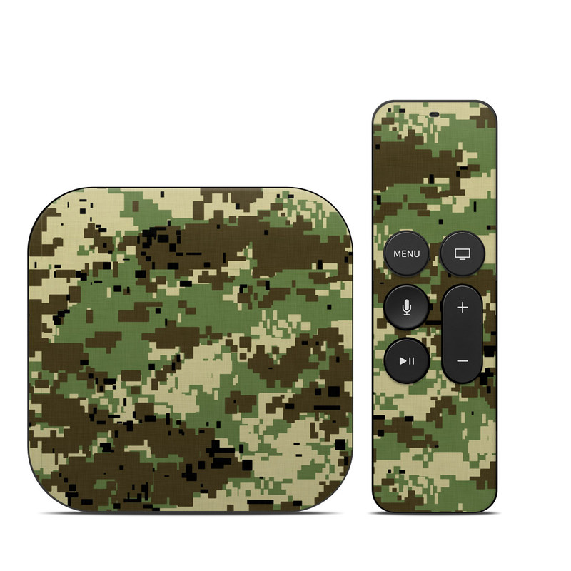 Apple TV HD, 4K 1st Gen Skin design of Military camouflage, Pattern, Camouflage, Green, Uniform, Clothing, Design, Military uniform, with black, gray, green colors