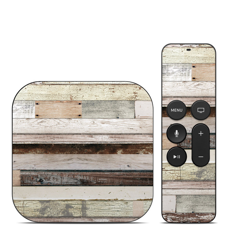 Apple TV HD, 4K 1st Gen Skin design of Wood, Wall, Plank, Line, Lumber, Wood stain, Beige, Parallel, Hardwood, Pattern, with brown, white, gray, yellow colors