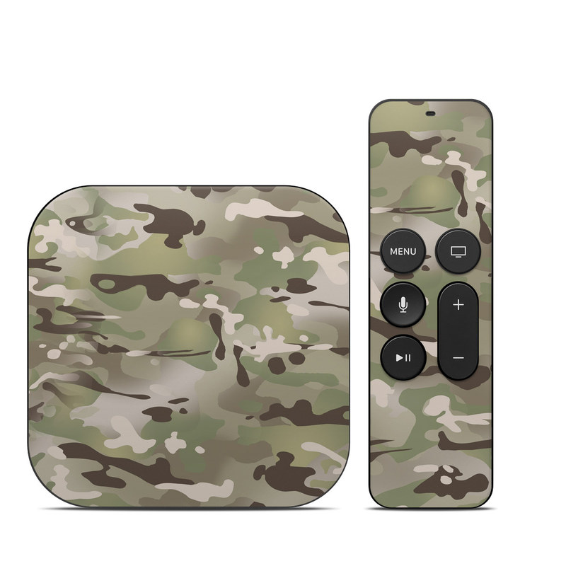 Apple TV HD, 4K 1st Gen Skin design of Military camouflage, Camouflage, Pattern, Clothing, Uniform, Design, Military uniform, Bed sheet, with gray, green, black, red colors